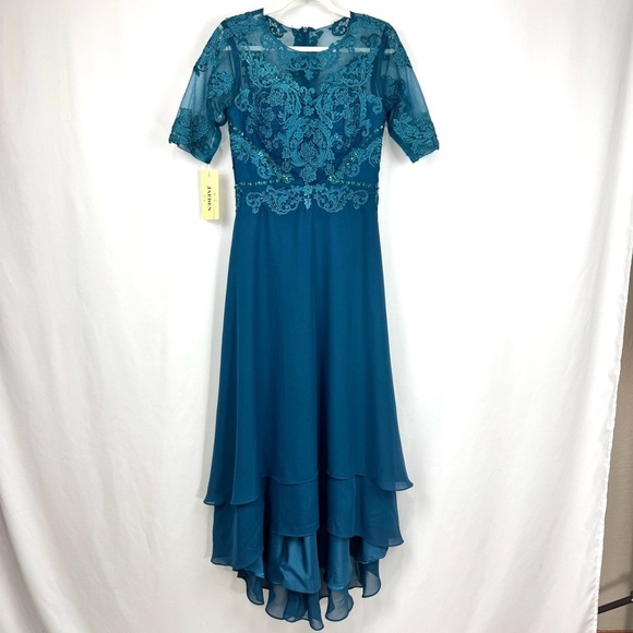 Jaeden NWT Womens S Turquoise Formal Lace & Chiffon Maxi Dress Wedding Ball Gown - Picture 1 of 13